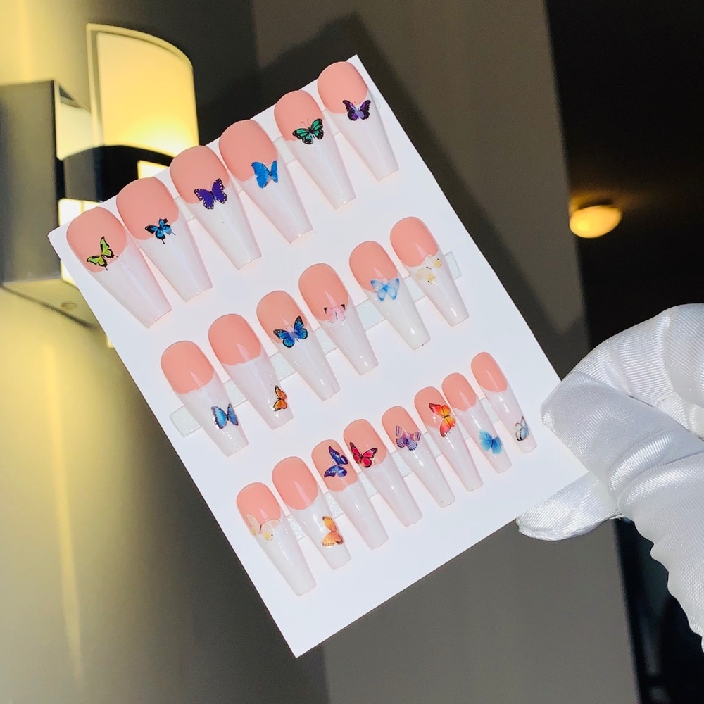 Luxury French butterflies nails